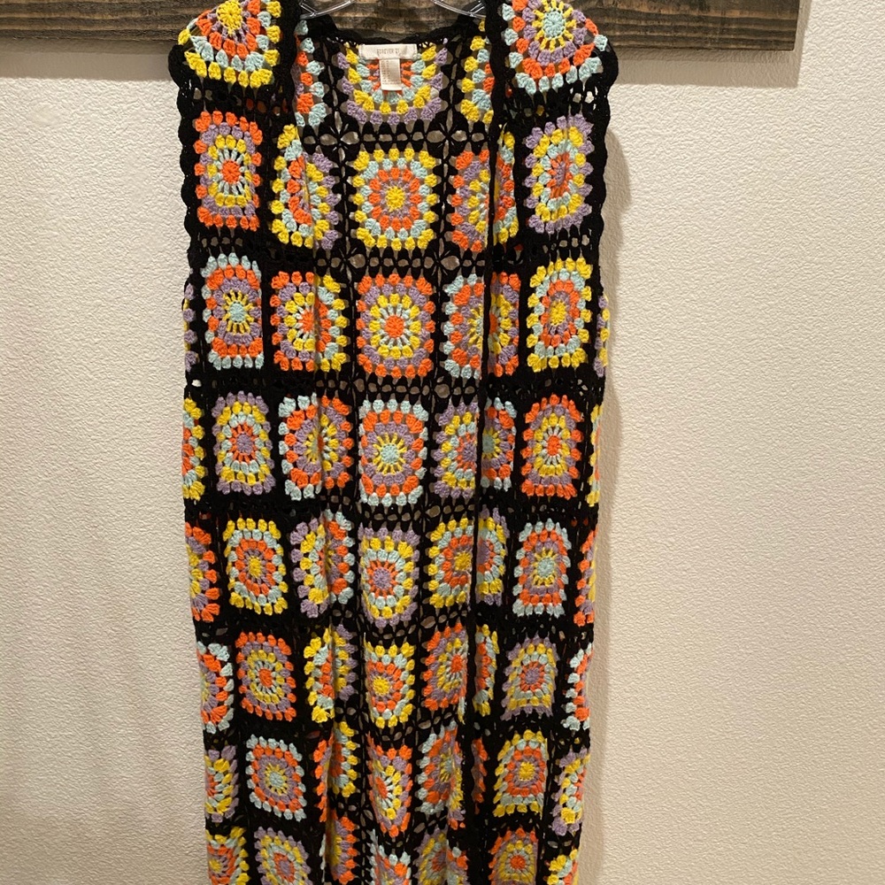 Long crochet cardigan